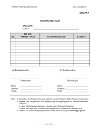Senarai daftar aset alih bernilai rendah. Kewpa7 Docx