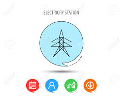 electricity station icon power tower sign calendar user and