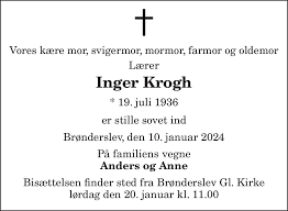 Dødsannonce for Inger Krogh