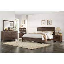 Rustic Contemporary Chocolate Brown 6 Piece Queen Bedroom Set Dillon