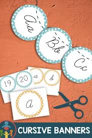 Print letters with colored background; Alphabet Posters Banners Cursive Cursive Alphabet Poster Teaching Cursive