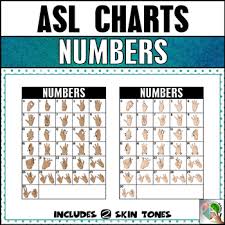 asl american sign language number chart 0 30 2 skin tones