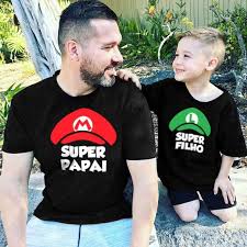 Camisa Dia Dos Pais Pai E Filho Super Papai Super Filho Mario E Luigi Camisetas Pai E Filho Camisa Pai E Filho Camisetas Natalinas