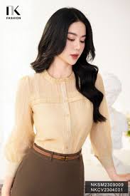 Áo Sơ Mi Xếp Ngực Cổ Xếp Bèo Tiểu Thư, Dễ Thương NKSM2309009