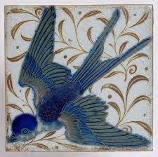 Yama Bato Tile De Morgan William Frend Born 1839 Died Art Bird Art Art Nouveau Tiles