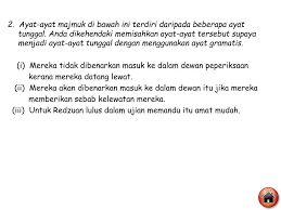 Kalimat majemuk merupakan penggabungan dua kalimat tunggal dengan menggunakan konjungsi. Ppt Ayat Majmuk Powerpoint Presentation Free Download Id 4229793