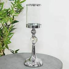 Shop from the world's largest selection and best deals for hurricane metal candle & tea light holders. Tall Silver Chrome Metal Glass Candle Holder Hurricane Lamp 41cm Wedding Table For Sale Online Ebay