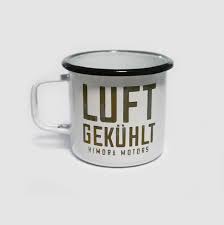 Eine sehr robuste tasse aus emaille mit lasergravur. Emaille Becher Luftgekuhlt Rusty Optik Himora Motors