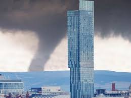 A photo of the unconfirmed tornado which left several properties and streets damaged. Manchester Named As Tornado Hot Spot In New Study Manchester Evening News