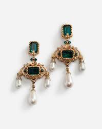 Women S Jewelry And Bijoux Dolce Gabbana Drop Earrings With Decorative Rhinestone And Pearl Details Crystal Jewelry Jewelry Popular Jewelry