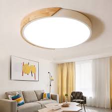 Modern Minimalist Led Drum Shaped Wood Metal Acrylic Flush Mount Ceiling Light In Black In 2020 Ceiling Lights Living Room Living Room Ceiling Bedroom Ceiling Light