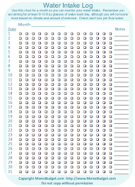 Water Intake Log Worksheet