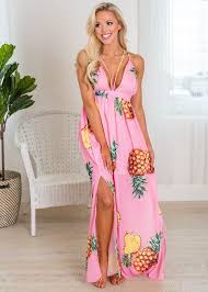 Pink Pineapple Maxi Dress Dress Maxi Dress Hawaiian Print Dress Fashion Modern Vintage Boutique Utah Bout Hawaiian Print Dress Vintage Dresses Pink Maxi