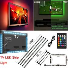 Tv Led Backlight 4 X 50cm Usb 5050 Rgb Led Strip Light Remote Kit 5v 30leds M Ebay