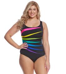 Longitude Plus Size Color Block Fan One Piece Swimsuit At Swimoutlet Com Free Shipping