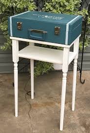 Vintage Suitcase End Table Repurposed Storage Vanity Table Vintage Suitcase End Tables Vanity Table