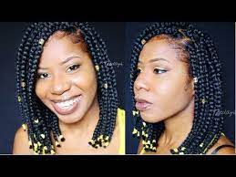 D I Y Bob Braids With Rubber Bands Tips Video Black Hair Information Bob Braids Rubber Band Box Braids Box Braids Styling