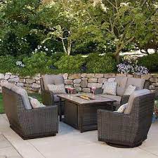 Take the party well into the night with the ambience of an outdoor fire. Take A Look At This Great Photo What An Inspired Project Rooftopdeck Fire Pit Patio Set Costco Patio Furniture Outdoor Furniture Sets