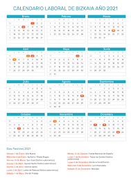 Además puedes el calendario en formato pdf o jpg y añadir el calendario de a coruña a tu página web Calendario Laboral De Bizkaia Ano 2021 Feriados