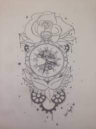 A pocket watch amongst a bunch of roses creates a great design. Pocket Watch And Flowers Sleeve Tattoos Clock And Rose Tattoo Clock Tattoo Design