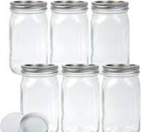 Amazon.com: Jumterlee 6 Pack 32 oz Mason Jars, Wide Mouth ...