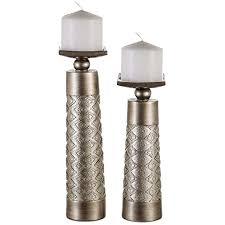 Dublin Decorative Candle Holder Set Of 2 Home Decor Pillar Candles Stand Rustic Decorated Holders Pillar Candle Stand Candle Holder Decor Candle Holder Set