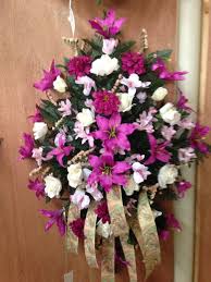 Hot Pink And White Silk Cemetery Spray Flower Arrangements Cemetery Flowers Funeral Sprays