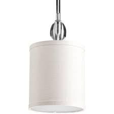 Progress Lighting Status Collection 1 Light Polished Chrome Mini Pendant With White Linen Shade P5031 15 The Home Depot