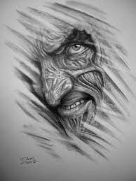 Another grinning freddy krueger tattoo, and anyone that sees this tattoo may want to go hide! Pin By Jeffrey Lynn Ward On Darrel Bevan Graphite Portrait Artist Horror Tattoo Freddy Krueger Art Scary Art