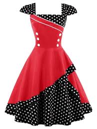 Buttoned Polka Dot Vintage Corset Dress Cocktail Dress Vintage Vintage Red Dress Vintage Polka Dot Dress