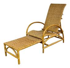 Natural Wicker Lounge Steamer Chair With Pullout Ottoman Extendable Footrest Foot Rest Chair Wicker Chair