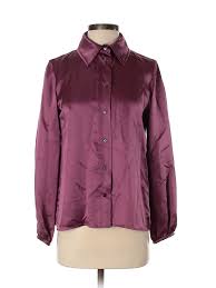 Details About Louis Vuitton Women Purple Long Sleeve Silk Top 36 French