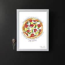 New York Yankees Yogi Berra Pizza Quote Illustrated Watercolor Art Print Ink Illustrations Watercolor Art Pen Watercolor