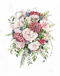 Original Custom Wedding Bouquet Painting In Watercolor Bridal Etsy Custom Bridal Bouquet Watercolor Flowers Watercolor Bouquet
