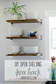 Diy Open Shelving For Our Kitchen Lemon Thistle Diy Open Shelving Kitchen Wall Shelves Open Kitchen Shelves
