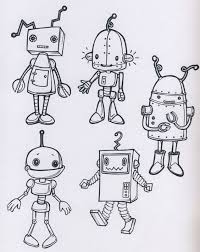 Black And White Robot Drawing Robots Black And White Outline With Images Robots Drawing Robot Sketch Robot Art