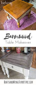 Farmhouse End Table Makeover The Barn Wood Finish Roots Wings Furniture Llc Farmhouse Style Furniture Furniture Diy Farmhouse End Tables