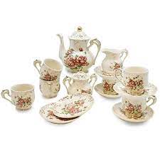 Yalong Rose Tea Set Teapot Set 15 Pcs Includes Cup And Saucer Creamer And Sugar Set And Teapot For Wedding Tea Party Red Rose Tea Tea Pots Tea Cups Vintage