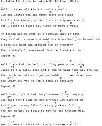 Country Music It Takes All Kinds To Make A World Roger Miller Lyrics And Chords