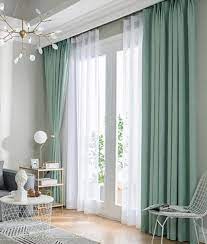 Pair Of Fresh Green Curtains Heavy Weight Curtain Linen Blend Fabric Custom Made Curtains Living Room Decor Curtains Curtains Living Room Modern Curtains Living Room