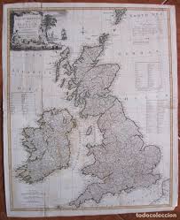 La mayor parte de esta extensión es de llanura, con zonas más bajas cercanas al nivel del mar, sin embargo, si nos situamos en las zonas norte y oeste, vemos elevaciones como las montañas de cumbria y los montes peninos. Gran Mapa De Inglaterra Escocia Irlanda 179 Comprar Cartografia Antigua Hasta S Xix En Todocoleccion 121160851