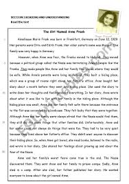 Fine art images/heritage images/getty images. The Story Of Anne Frank Reading Comprehension Esl Worksheet By Denizt