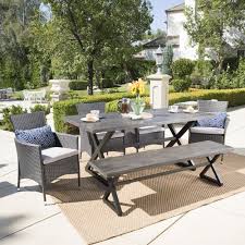 Find new outdoor dining tables for your home at joss & main. Owen Aluminum Wicker Outdoor 6 Piece Dining Set With Cushions By Christopher Knight Home Overstock 18540465