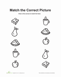 Food Matching Game 2 Worksheet Education Com Preschool Worksheets Free Printables Free Preschool Worksheets Preschool Worksheets