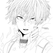 Todoroki Lineart By Burupegasasu On Deviantart Naruto Sketch Line Art Drawings Drawing Base