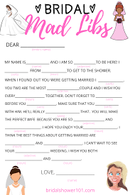 Remember those games you would play as kids where one person would ask you to say and noun, adj. Bridal Shower Mad Libs Bridal Shower 101