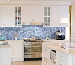 White Kitchen With Blue Tile Backsplash Google Search Kitchen Tiles Backsplash Blue Backsplash Kitchen Kitchen Backsplash Photos