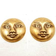 20 Pc. Raw Brass Moon Face Charms: 12mm X 10.5mm Made in USA RB-1405
