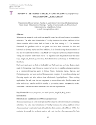 Pdf A Review On The Red Yeast Rice Monascus Purpureus
