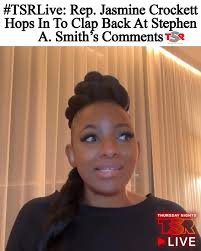 Oop! @RepJasmine Crockett reminded us of the hard work she's done in  Congress after Stephen A. Smith called her out for speaking about Trump.  Roomies, do y'all think she should accept his